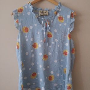 Light Blue Fish Pattern Blouse